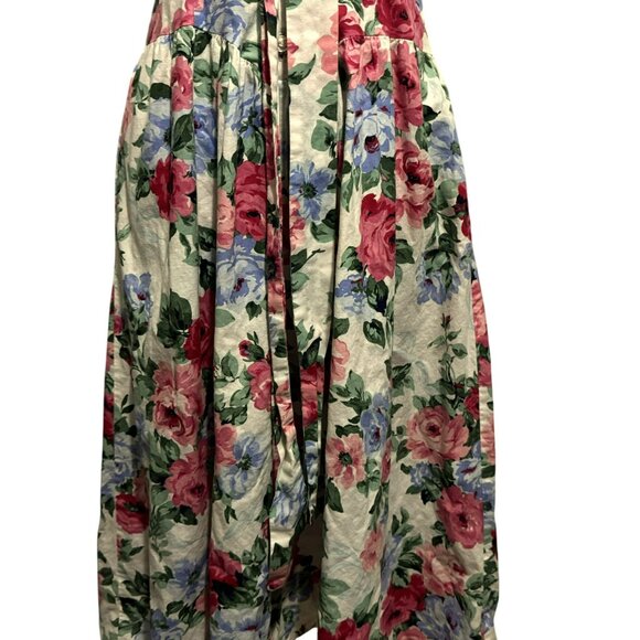 Vtg 80s Paquette Too! Rose Floral Midi Dress Sz6 Portrait Collar Pockets Cottage - Picture 5 of 11